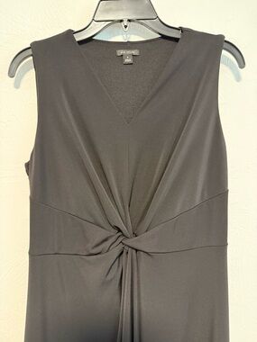 Ann Taylor Black Sleeveless Twist-Knot V-Neck Dress